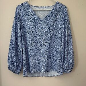 NWOT SHEIN Blue Floral Blouse